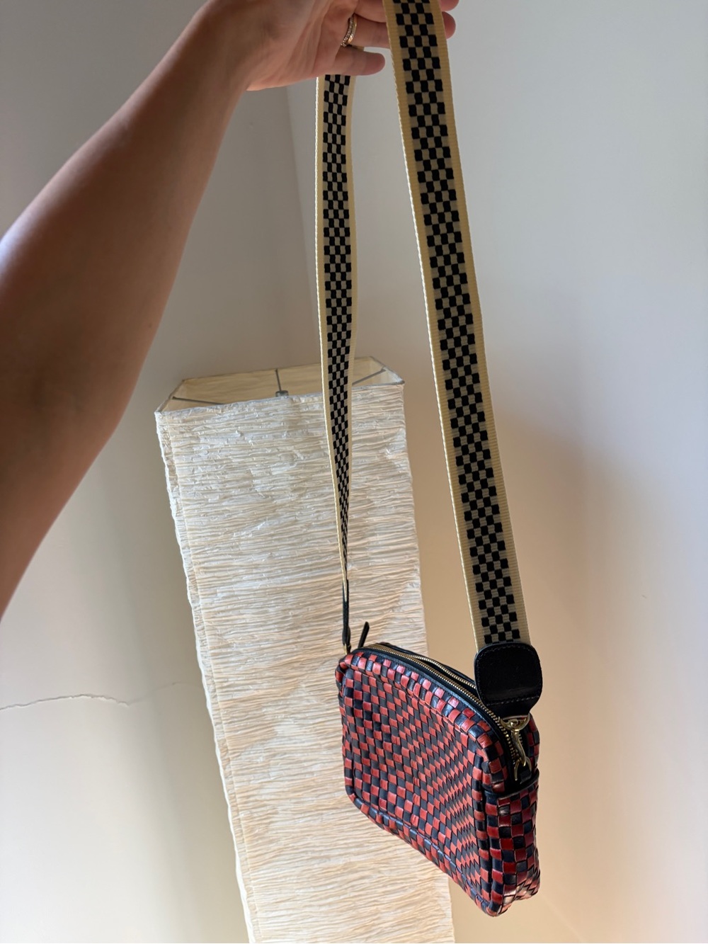 Clare V Red & Black Woven Leather Midi Sac Crossbody bag - Picture 4 of 5